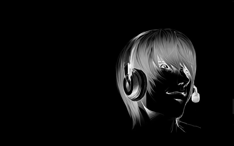 anime character with headphones