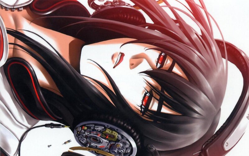 anime character with headphones