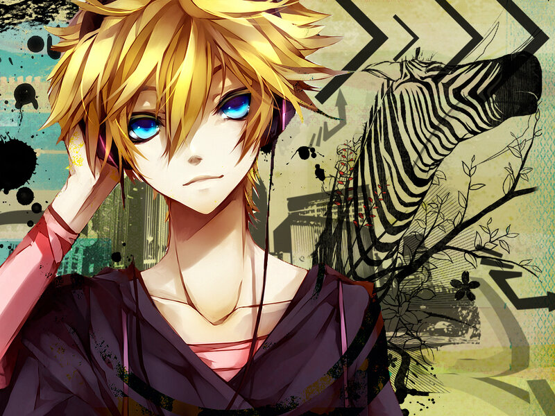 anime character with headphones