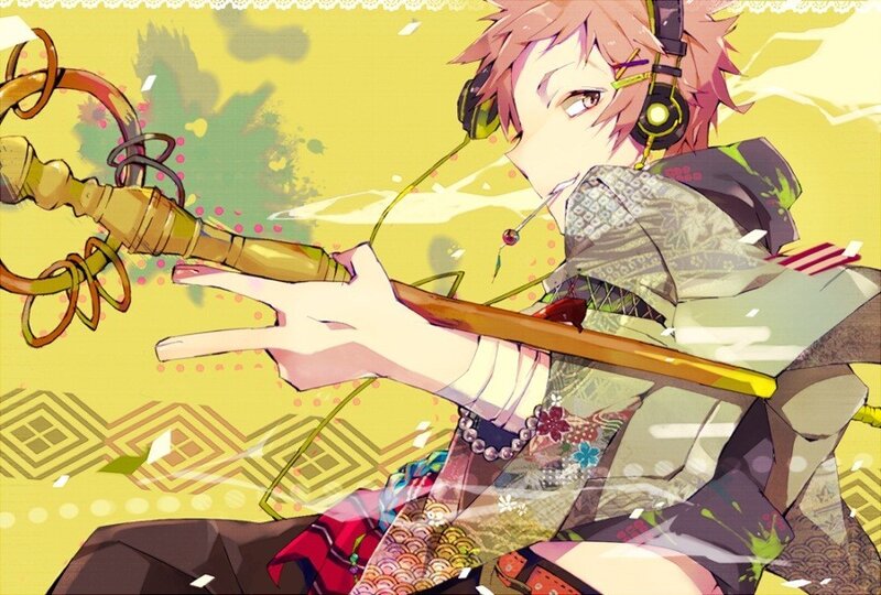 anime character with headphones