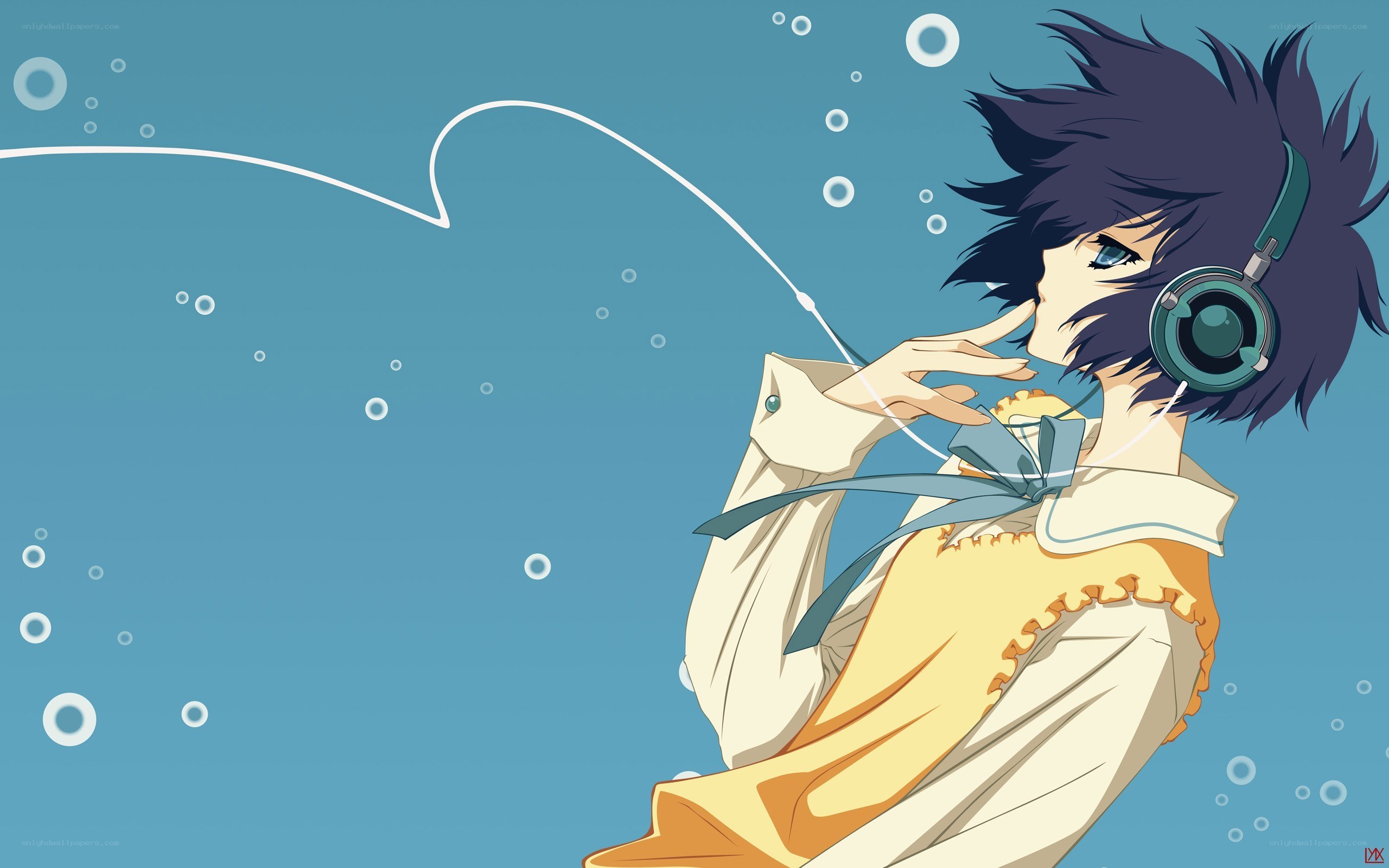 anime character with headphones