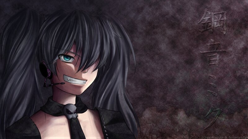 Anime Character with Headphones — Black, Dark