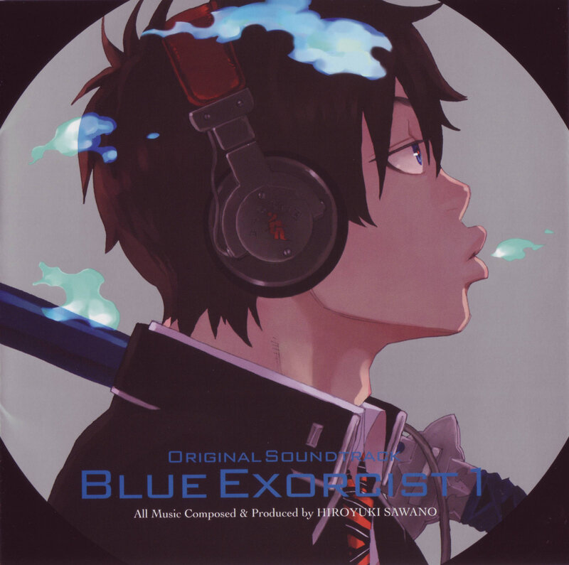 Anime Character with Headphones — Black, Dramatic, Blue Smoke