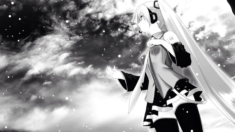 Anime Character with Headphones — Black, Dramatic, Night, Manga
