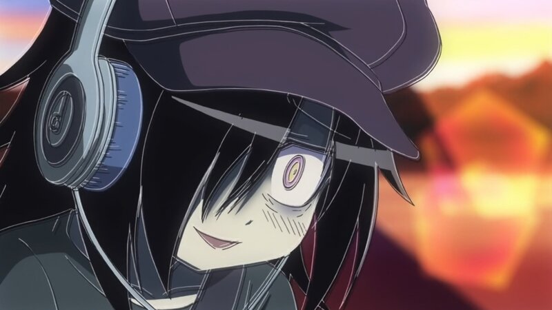 Anime Character with Headphones — Black, Dramatic, Sunset