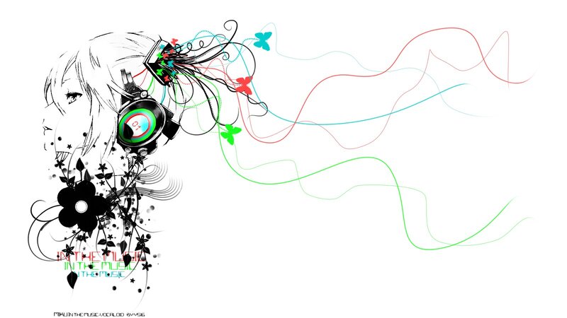 Anime Character with Headphones — Black, Dreamy