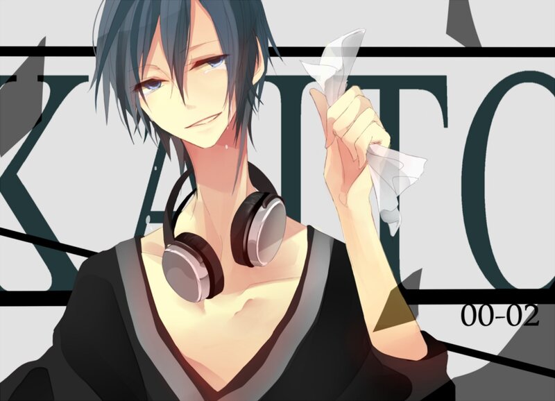 Anime Character with Headphones — Black, Melancholic