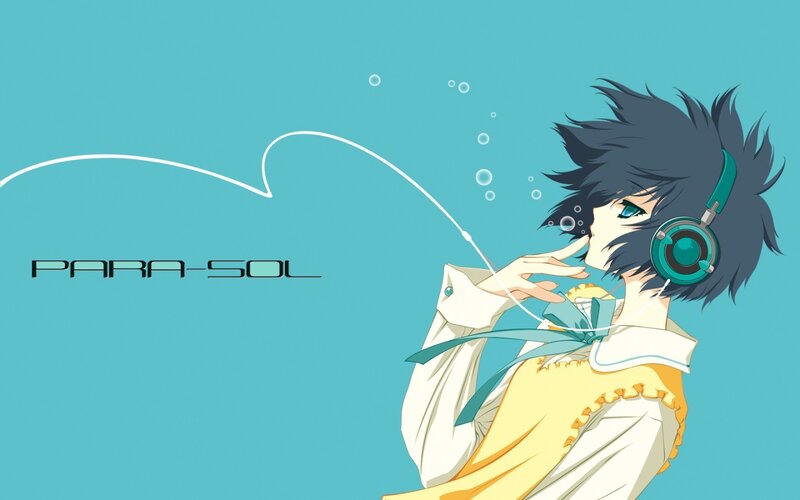 Anime Character with Headphones — Blue, Calm, Digital Art