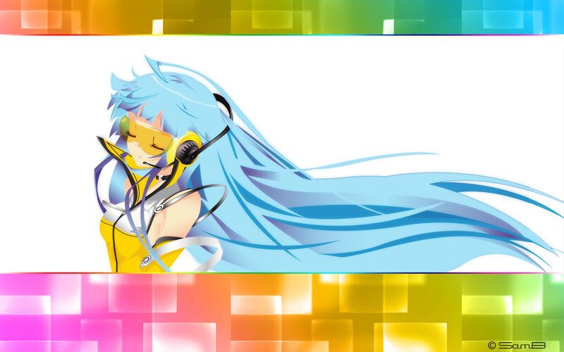 Anime Character with Headphones — Blue, Calm