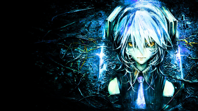 Anime Character with Headphones — Blue, Dramatic, Digital Art, Eyes