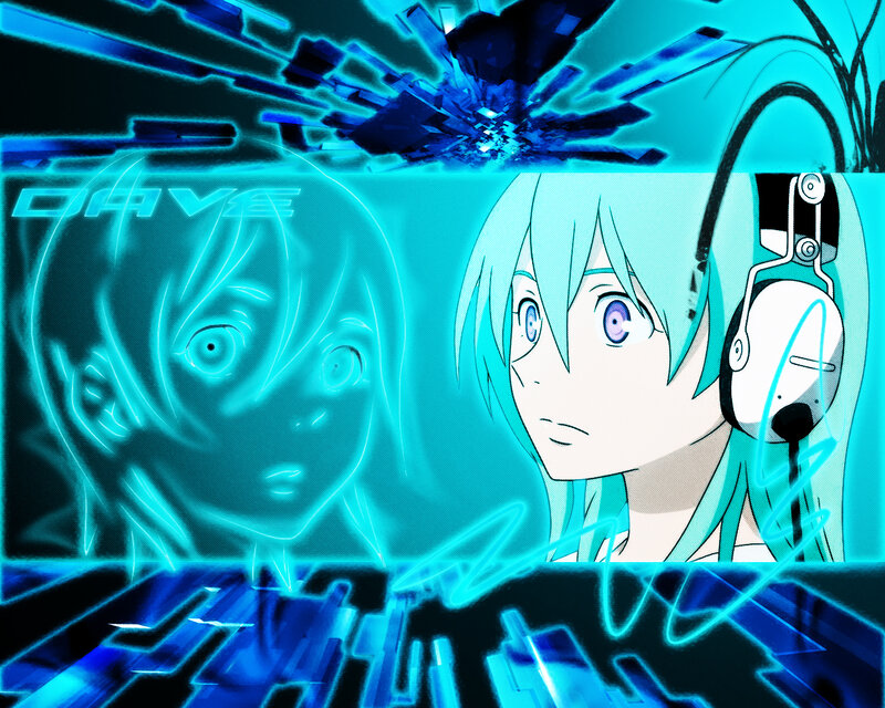 Anime Character with Headphones — Blue, Dramatic, Digital Effects