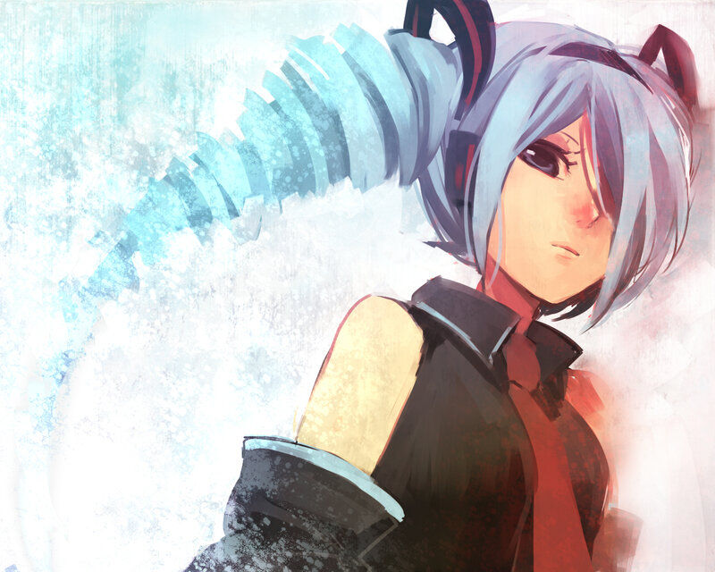 Anime Character with Headphones — Blue, Dramatic