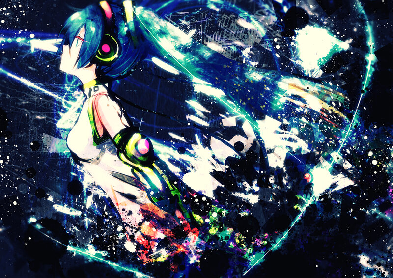 Anime Character with Headphones — Blue, Dynamic