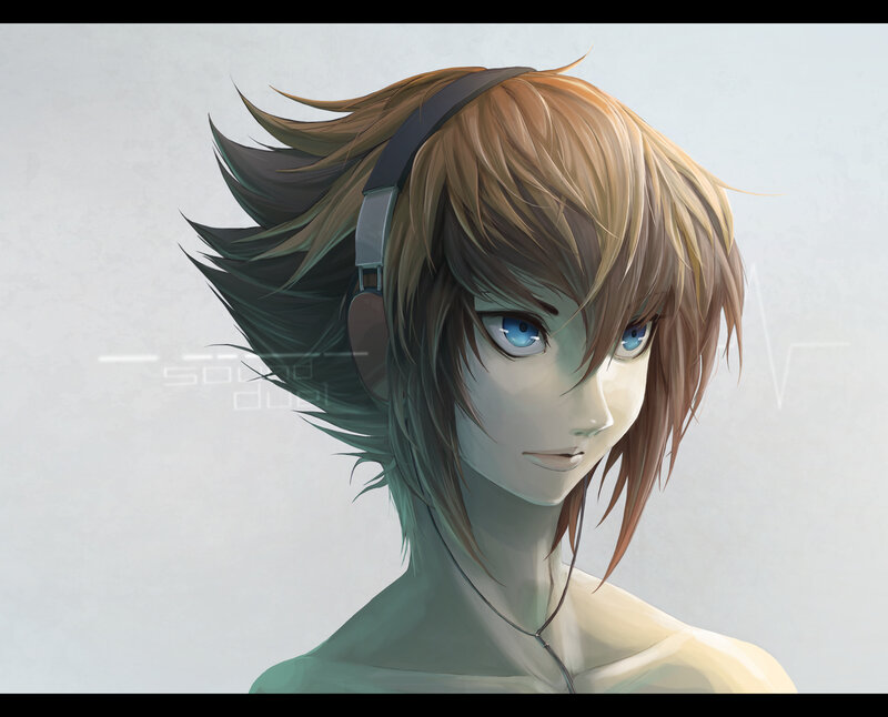 Anime Character with Headphones — Brown, Calm