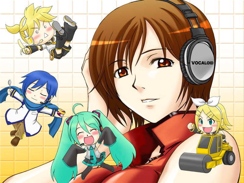 Anime Character with Headphones — Brown, Playful