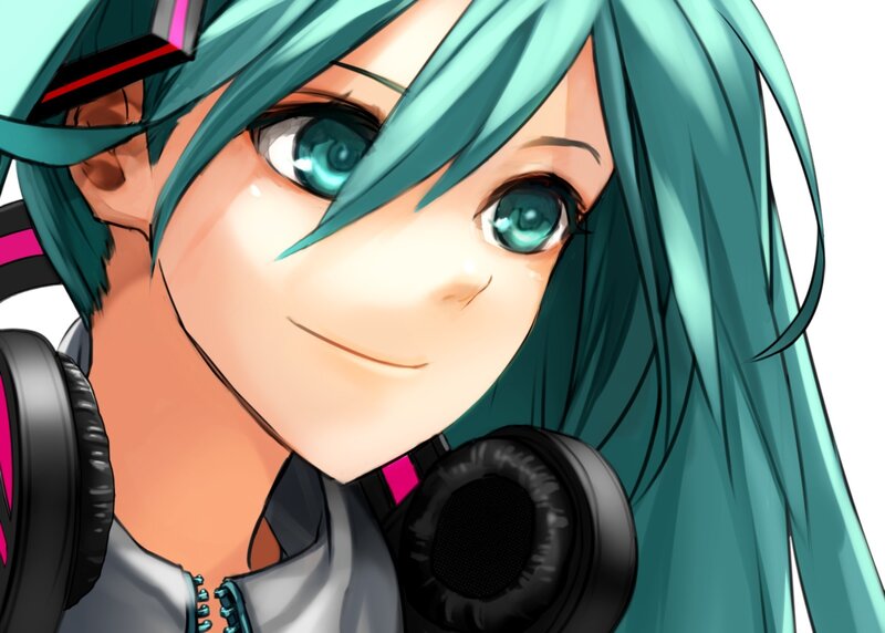Anime Character with Headphones — Cyan, Calm