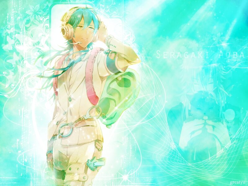 Anime Character with Headphones — Cyan, Dreamy
