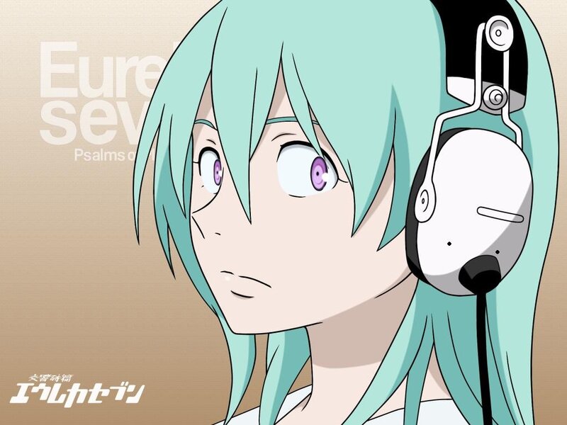 Anime Character with Headphones — Cyan, Neutral