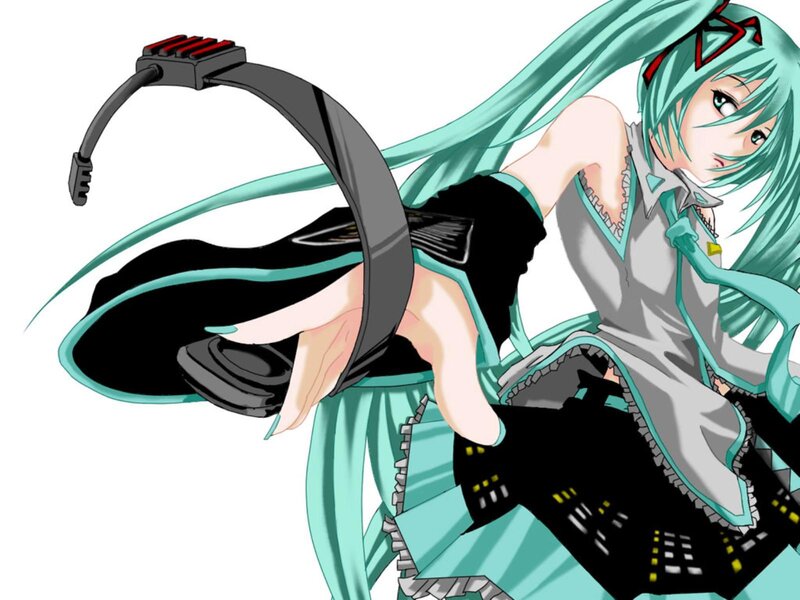 Anime Character with Headphones — Cyan