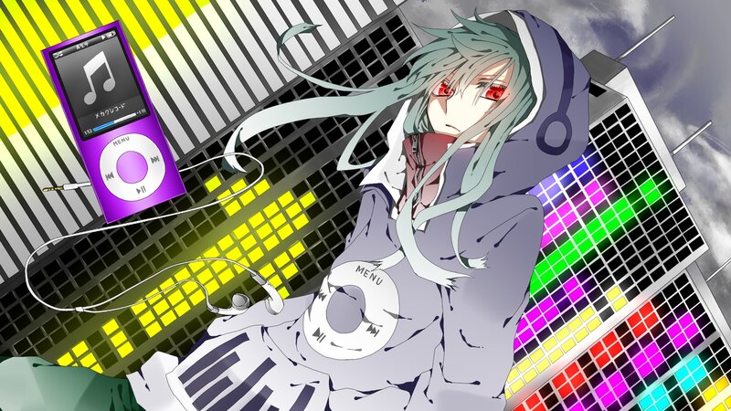 Anime Character with Headphones — Gray, Dramatic