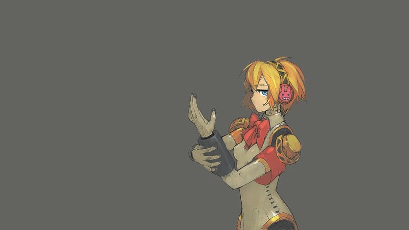 Anime Character with Headphones — Gray, Neutral