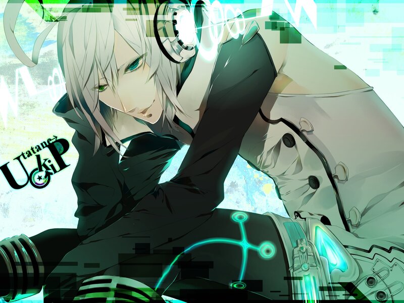 Anime Character with Headphones — Green, Dramatic, Glowing Lines