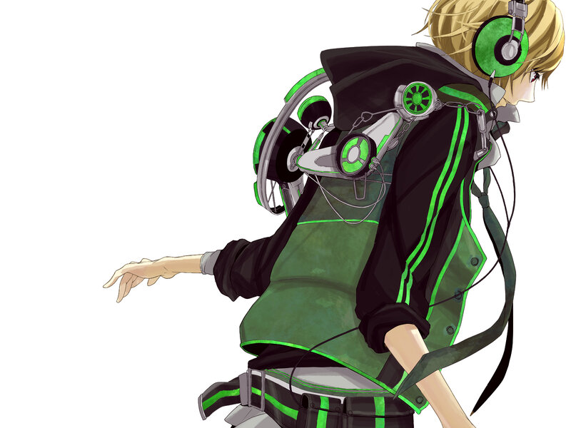 Anime Character with Headphones — Green, Dynamic