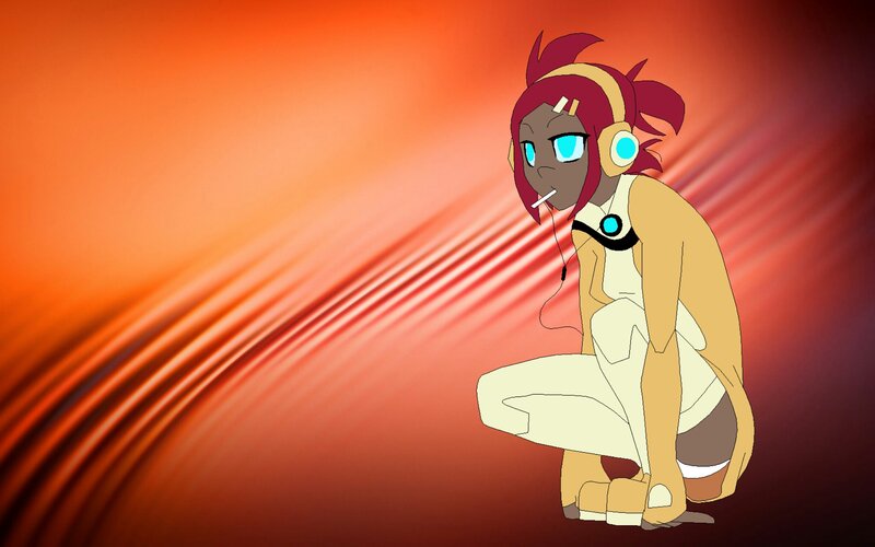 Anime Character with Headphones — Orange, Dramatic
