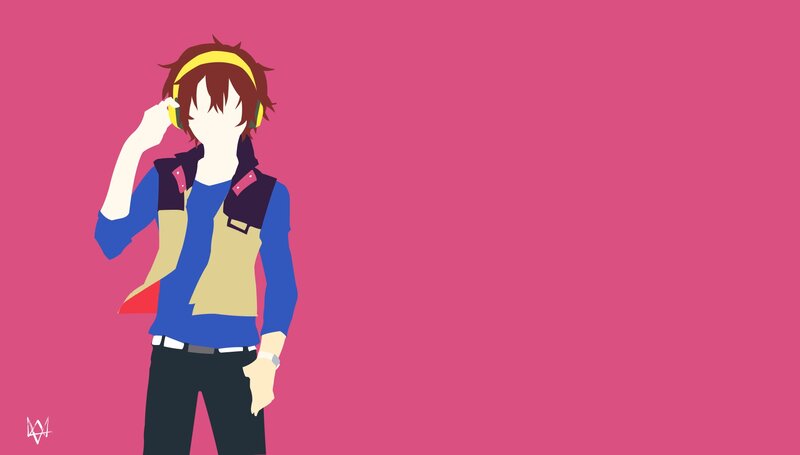 Anime Character with Headphones — Pink, Calm