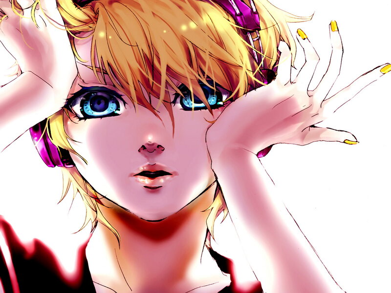 Anime Character with Headphones — Pink, Dramatic, Manga