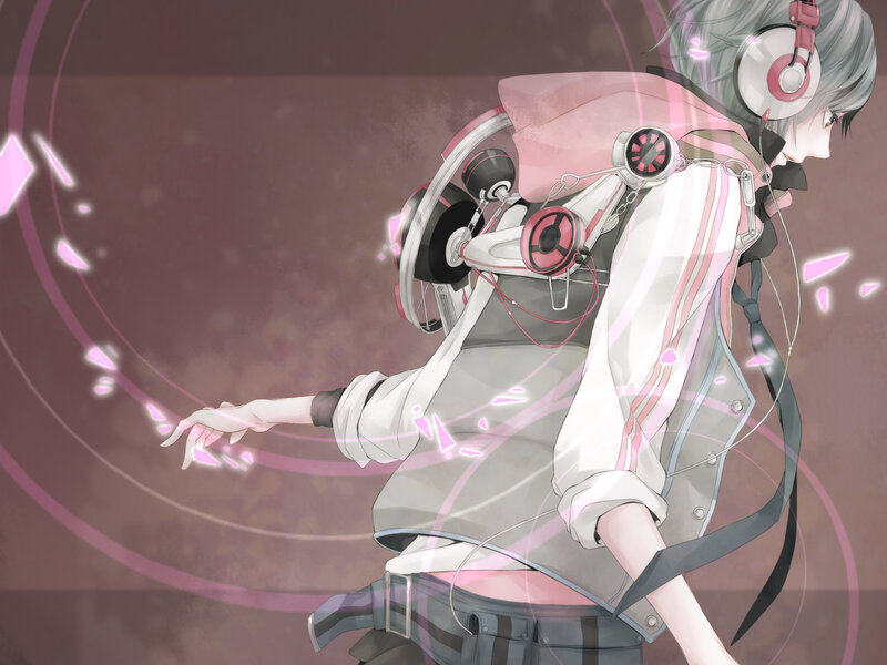 Anime Character with Headphones — Pink, Dynamic