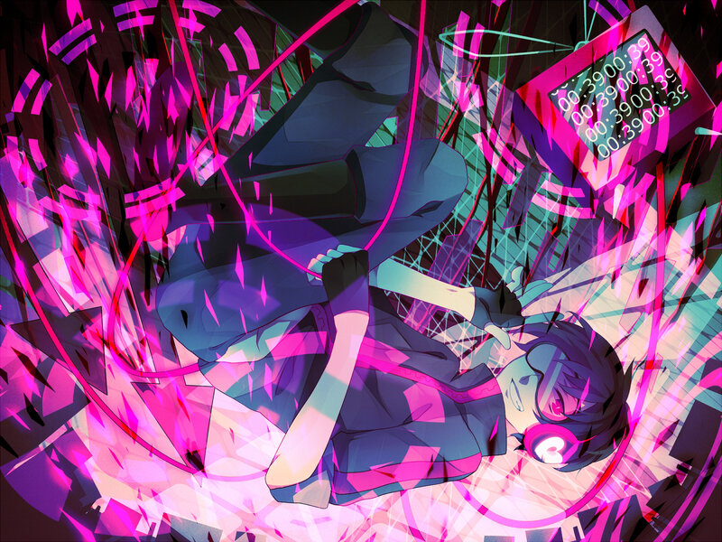 Anime Character with Headphones — Pink, Energetic