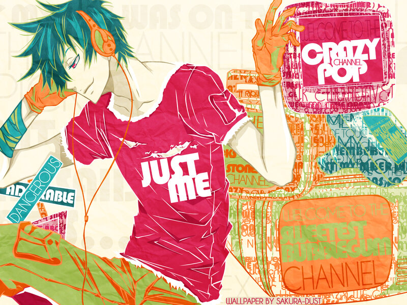 Anime Character with Headphones — Pink, Vibrant