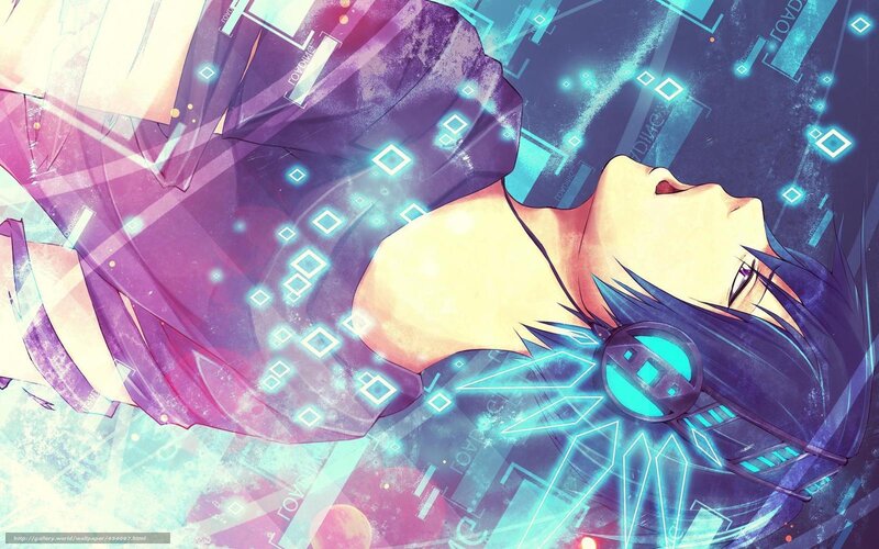 Anime Character with Headphones — Purple, Dreamy
