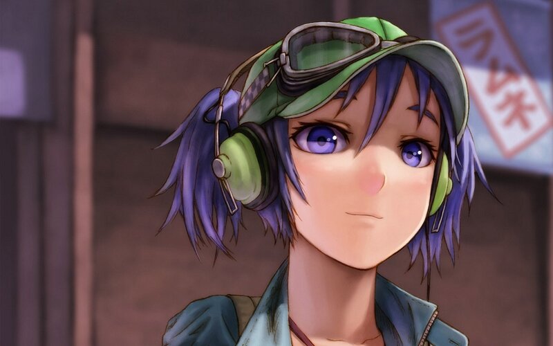 Anime Character with Headphones — Purple, Neutral