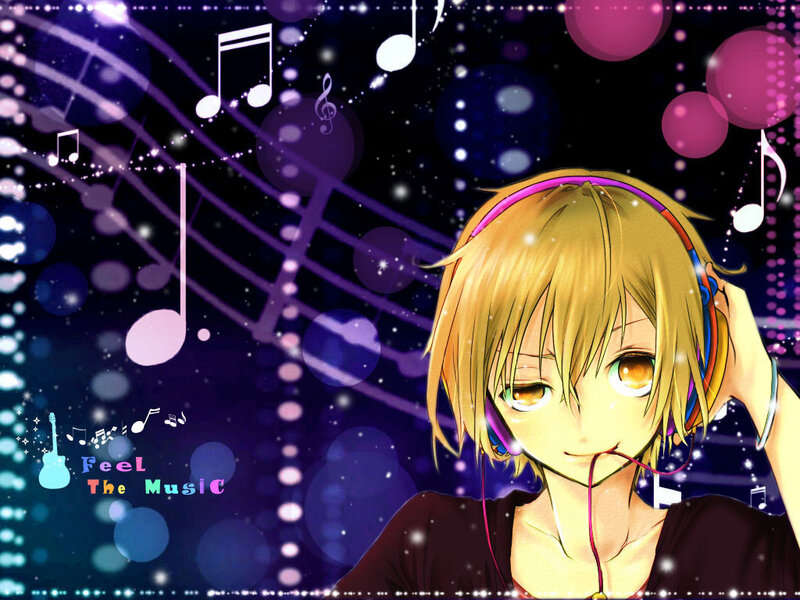 Anime Character with Headphones — Purple