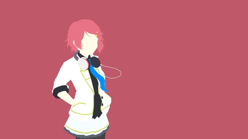 Anime Character with Headphones — Red, Calm