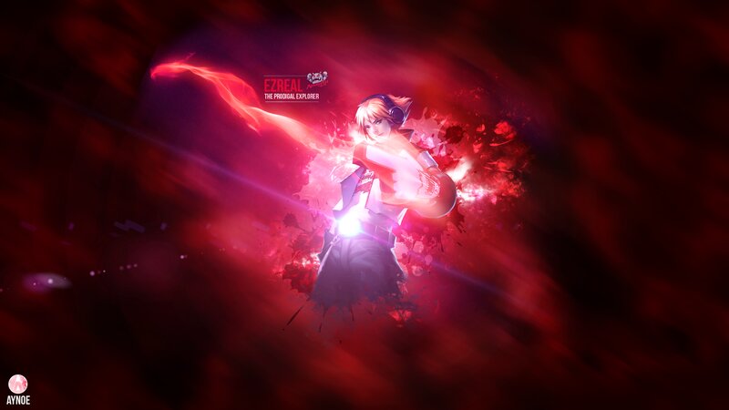 Anime Character with Headphones — Red, Dramatic, Digital Art