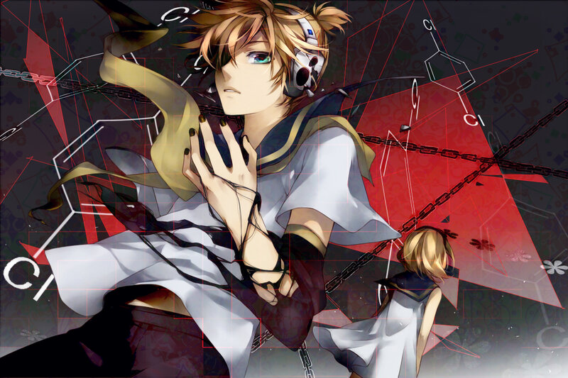 Anime Character with Headphones — Red, Dramatic