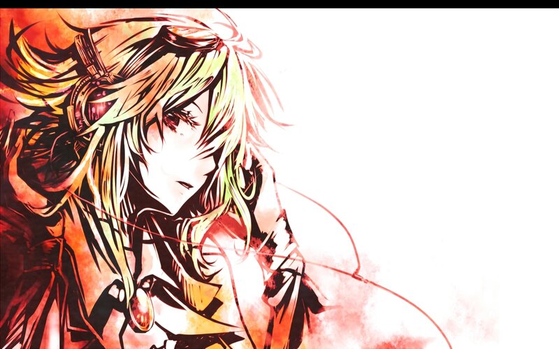 Anime Character with Headphones — Red