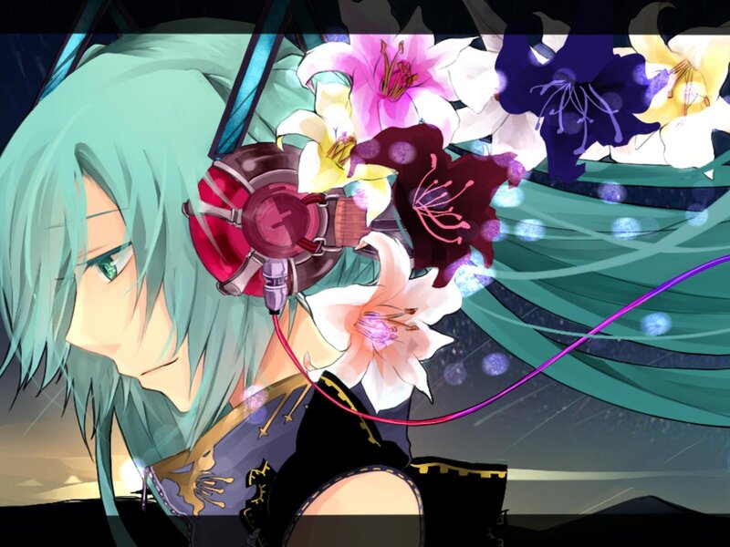 Anime Character with Headphones — Teal