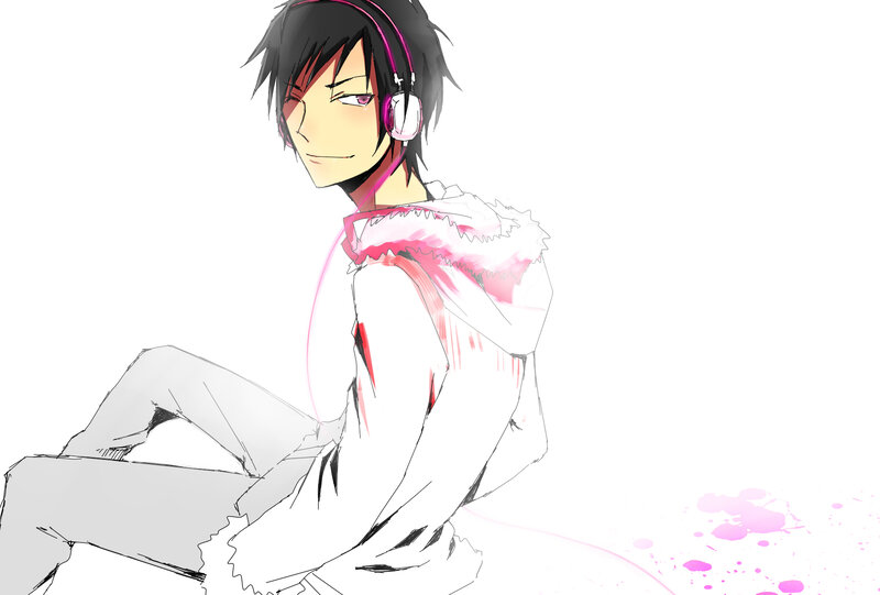 Anime Character with Headphones — White, Calm, Digital Art