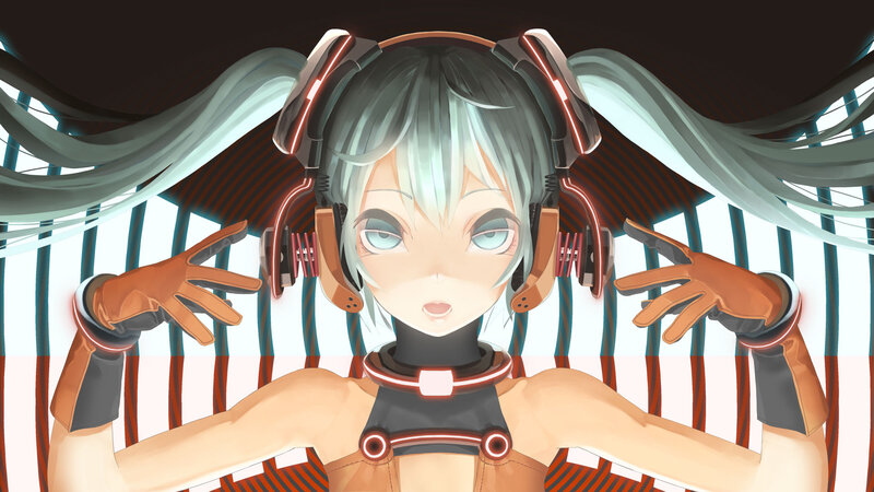 Anime Character with Headphones — White, Neutral