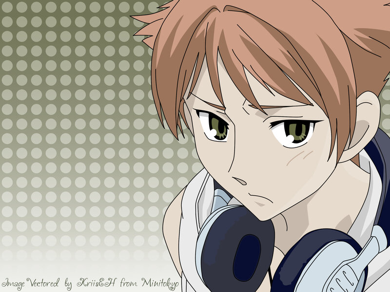 Anime Character with Headphones — White, Serious