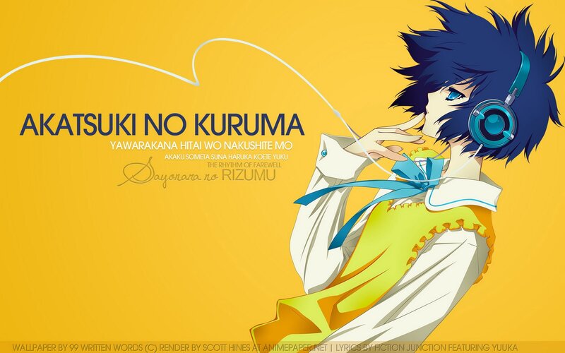 Anime Character with Headphones — Yellow, Calm, Blue Hair
