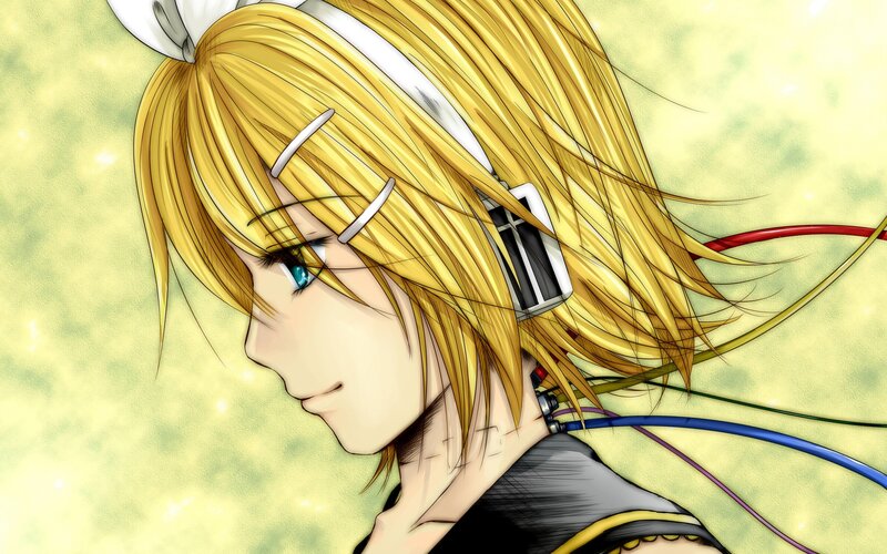 Anime Character with Headphones — Yellow, Calm
