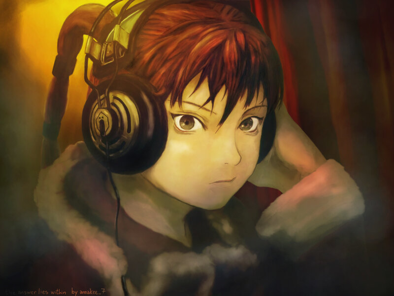 Anime Character with Headphones — Yellow, Dramatic, Digital Art