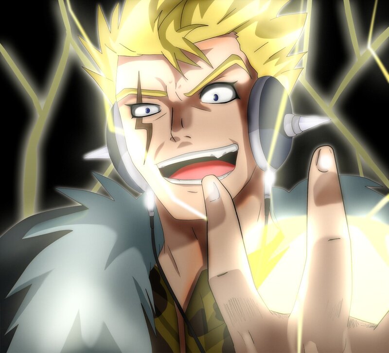 Anime Character with Headphones — Yellow, Dramatic, Lightning