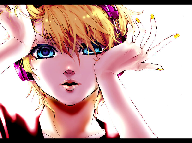 Anime Character with Headphones — Yellow, Dramatic