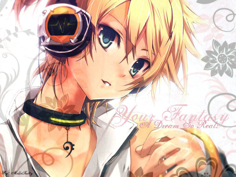 Anime Character with Headphones — Yellow, Dreamy